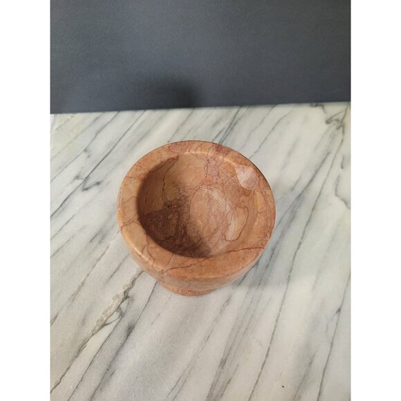 Vintage Brown Swirl Marble Morta 3” Grind Mix Herb Kitchen Tool Pot Planter - Picture 4 of 7